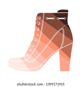 Ankle Boot Icon. Flat Color Ladder Design. Vector Illustration.