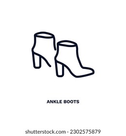 ankle boots icon. Thin line ankle boots icon from clothes and outfit collection. Outline vector isolated on white background. Editable ankle boots symbol can be used web and mobile