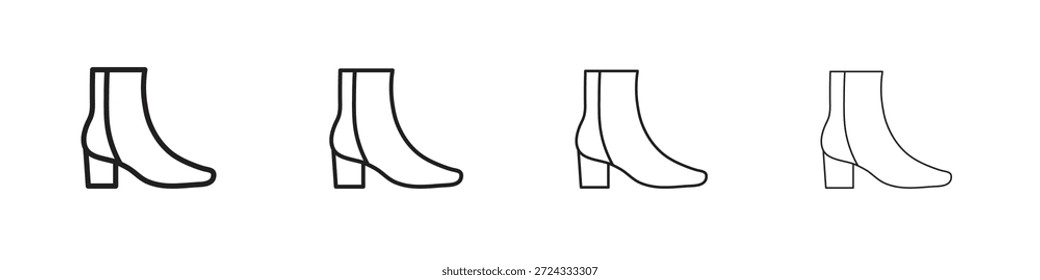 Ícones de botas de tornozelo, Conjunto de ícones lineares. Ícones pretos lineares da palma