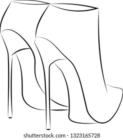 
Ankle boots on high heels. Black and White Vector Illustration