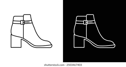 Ankle boots thin line vector icon set.