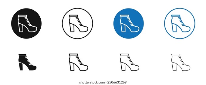 Ankle boots vector icon in black and blue colors