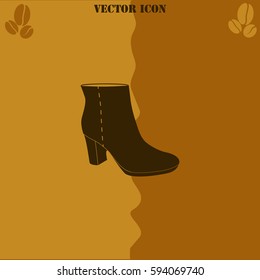 Ankle Boots vector  icon Coffee symbol background.