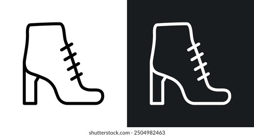 Ankle boots vector icon set black and white filled and outlined style.