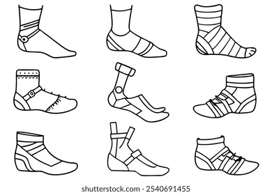 Ankle Braces Line Art Medical Aid