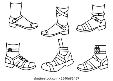 Ankle Braces Line Art Recovery Solution