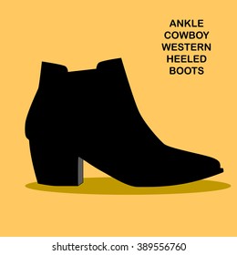 Ankle cowboy western heeled shoes type boots vector illustration 