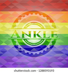Ankle emblem on mosaic background with the colors of the LGBT flag