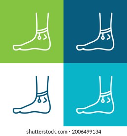 Knöchelflache, vier Farben minimaler Icon Set