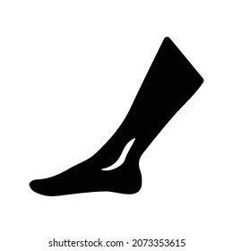 Ankle, foot, leg icon. Black vector graphics.