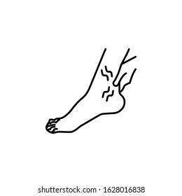 ankle pain line icon on white background