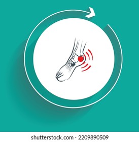 Wiederfindungssymbol für Knöchelschmerzen, Vektordesign