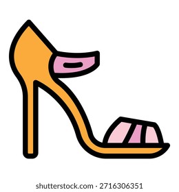 Icono de sandalias de tobillo. Esquema de las sandalias del tobillo Vector icono de color plano aislado