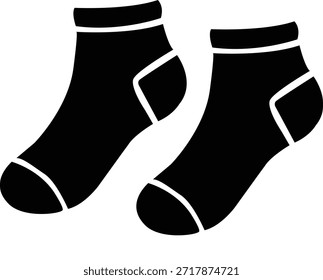 Par de la silueta de los calcetines del tobillo aislado en el fondo blanco, colección corta de las siluetas de los calcetines de BAlack en estilo plano