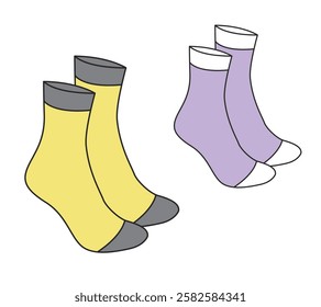 Ankle socks for women mockup template vector design technical illustration.