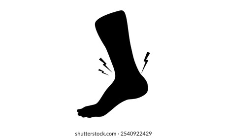 ankle sprain, black isolated silhouette