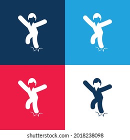 Ankle Sprain Blue And Red Four Color Minimal Icon Set