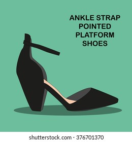Ankle strap pointed platform woman shoes
