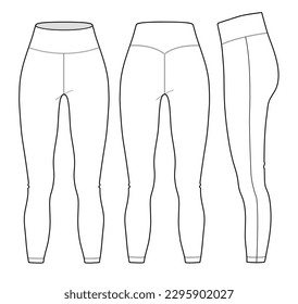 Ankle-length leggings flat drawing vector file.