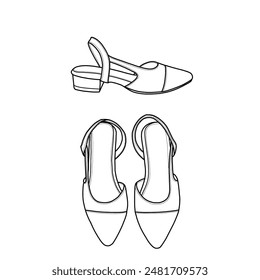 Ankle-strap heels shoes isolated on a white background, vector illustration.