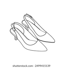 Ankle-strap slingback heels isolated on a white background, vector illustration.