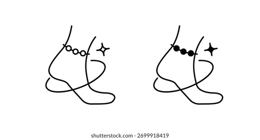 Ícone do conjunto de tornozeleiras com fundo branco vetor ilustração de stock
