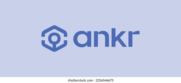 Ankr cryptocurrency ANKR Token, Cryptocurrency logo on isolated background with text.