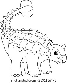 Ankylosaurus Coloring Isolated Page for Kids