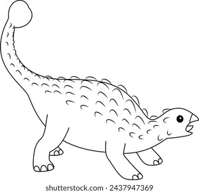 Ankylosaurus coloring page. Cute flat dinosaur isolated on white background