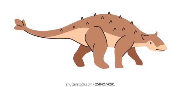 Ankylosaurus dinosaur character. Vector extinct prehistoric reptile, dino isolated personage with claws and tail. Mesozoic era paleontology lizard, wild animal mascot with thorns on back on tail