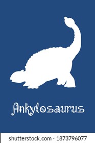 Ankylosaurus Dinosaur design vector illustration. navy dinosaur, dark blue kids dinosaur name prints, boys bedroom wall art, dino room, children's posters.