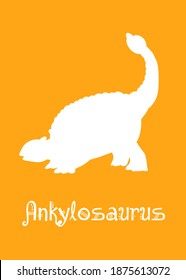 Ankylosaurus Dinosaur design vector illustration. animal silhouette, yellow dinosaur, yellow kids dinosaur name prints, boys bedroom wall art, dino room, children's posters.