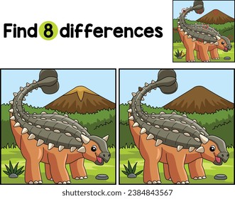 El Ankylosaurus Dinosaur Encuentra Las Diferencias