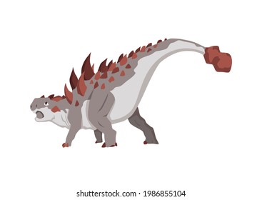 Ankylosaurus dinosaur flat icon. Colored isolated prehistoric reptile monster on white background. Herbivorous vector cartoon dino animal