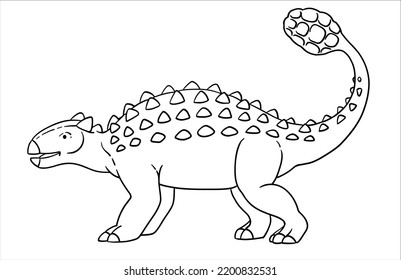 Ankylosaurus Dinosaur. Illustration in black and white style. The contour line.