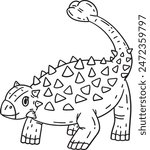 Ankylosaurus Dinosaur Isolated Coloring Page 