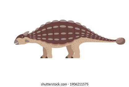 Ankylosaurus dinosaur. Vector illustration of a prehistoric dinosaur ankylosaurus isolated on a white background. Side view, profile.