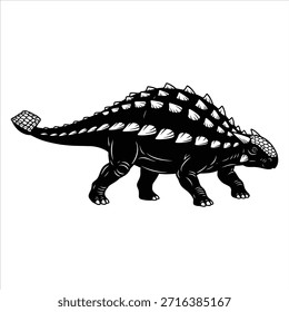 Silueta de Vector de dinosaurio Ankylosaurus. Reptil blindado prehistórico. Perfil de especie de dinosaurio herbívoro. Obra de arte de paleontología para varios proyectos.