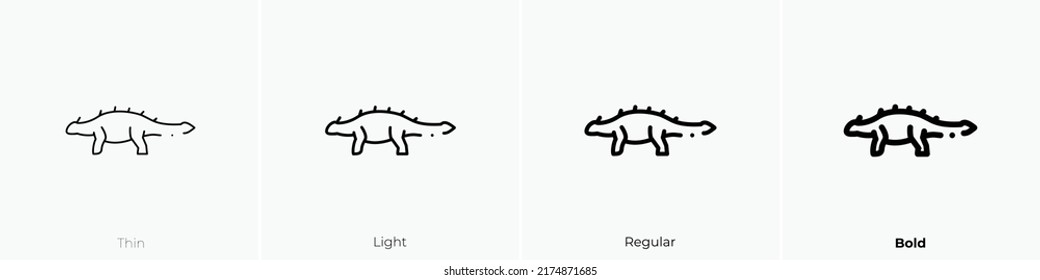 ankylosaurus icon. Thin, Light Regular And Bold style design isolated on white background