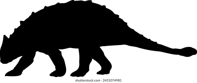 Ankylosaurus, isolated dinosaur silhouette vector illustration