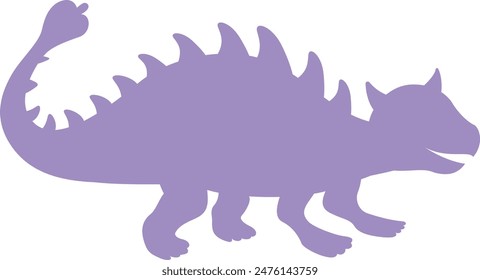 Ankylosaurus silhouette on white background. Dinosaur vector Illustration.