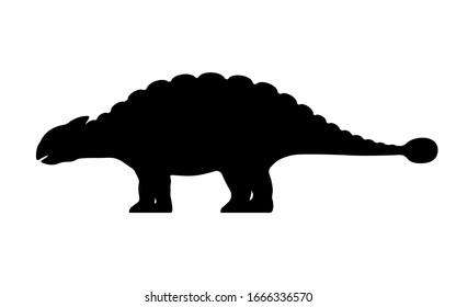 Ankylosaurus silhouette. Vector illustration black silhouette of a ankylosaurus dinosaur isolated on a white background. Dinosaur logo icon, side view profile.