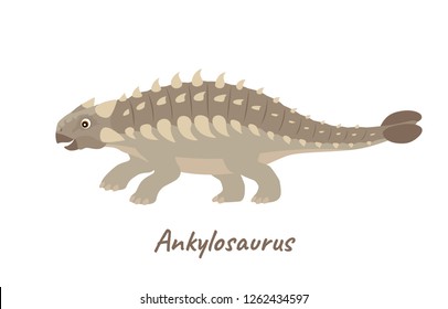 Ankylosaurus. Vector cute flat dinosaur. Funny cartoon illustration isolated on white.