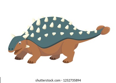 Ankylosaurus vector illustration in cartoon style for kids. Dinosaurs Collection.