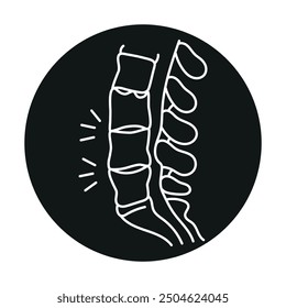 Ankylosing spondylitis color line icon. Diseases of the spine. Vertebrology. Vector isolated element. Editable stroke.
