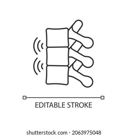 Ankylosing spondylitis linear icon. Chronic inflammation affecting spine. Progressive arthritis. Thin line customizable illustration. Contour symbol. Vector isolated outline drawing. Editable stroke