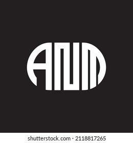 ANM-Brief-Logo-Design auf schwarzem Hintergrund. ANM 
Creative Initials Buchstaben Logo Konzept.  
