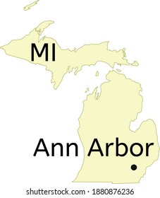 Ann Arbor city location on Michigan map