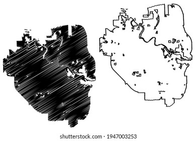 Ann Arbor City, Michigan (United States cities, United States of America, usa city) map vector illustration, scribble sketch City of Ann Arbor map