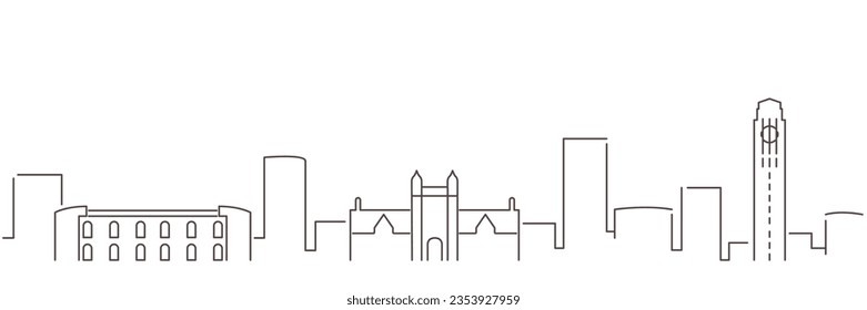 Ann Arbor Dark Line Simple Minimalist Skyline With White Background